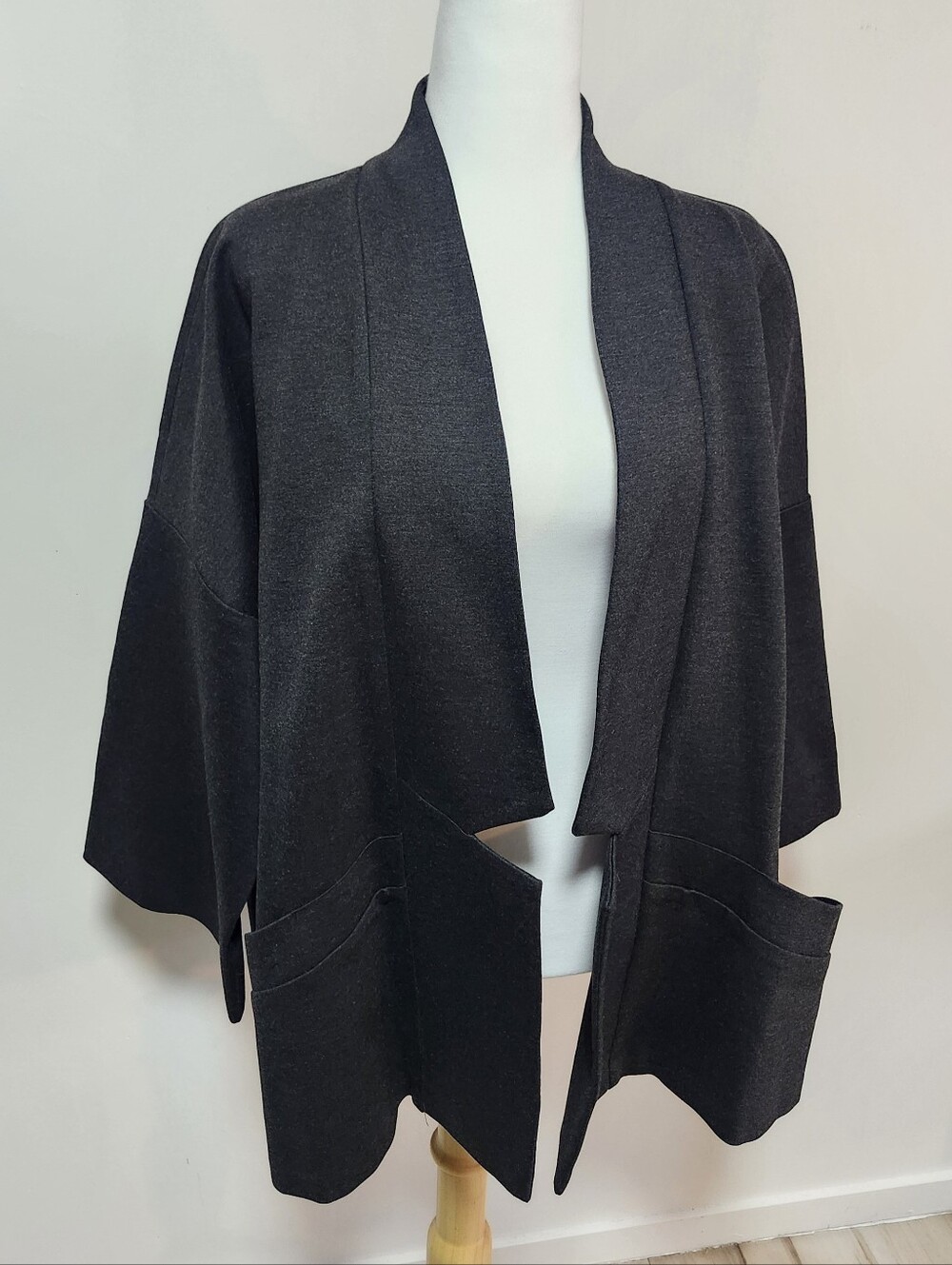MarlaWynne Black Open-Front Draped Cardigan with Pockets